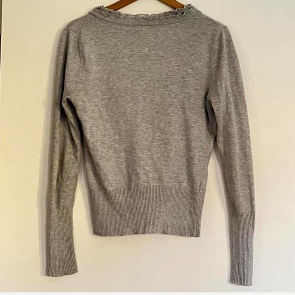 Sweet Romeo Light Gray Ruffled Cardigan‎ - Picture 2 of 6
